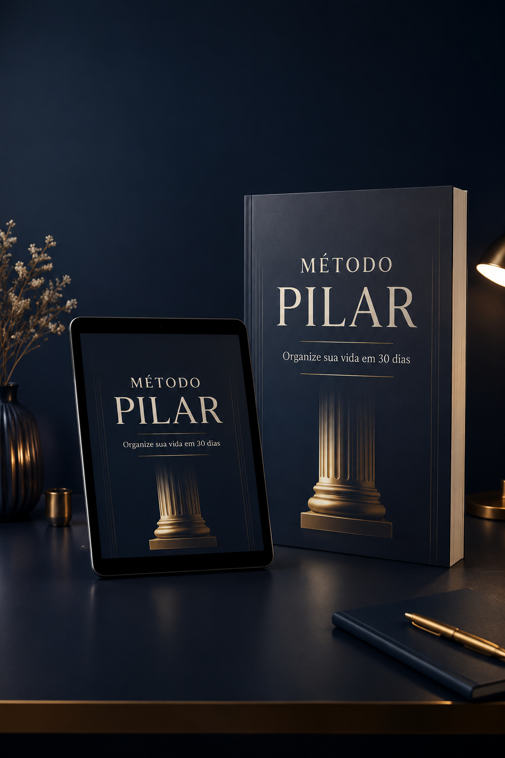 Ebook Método PILAR exibido em livro e tablet